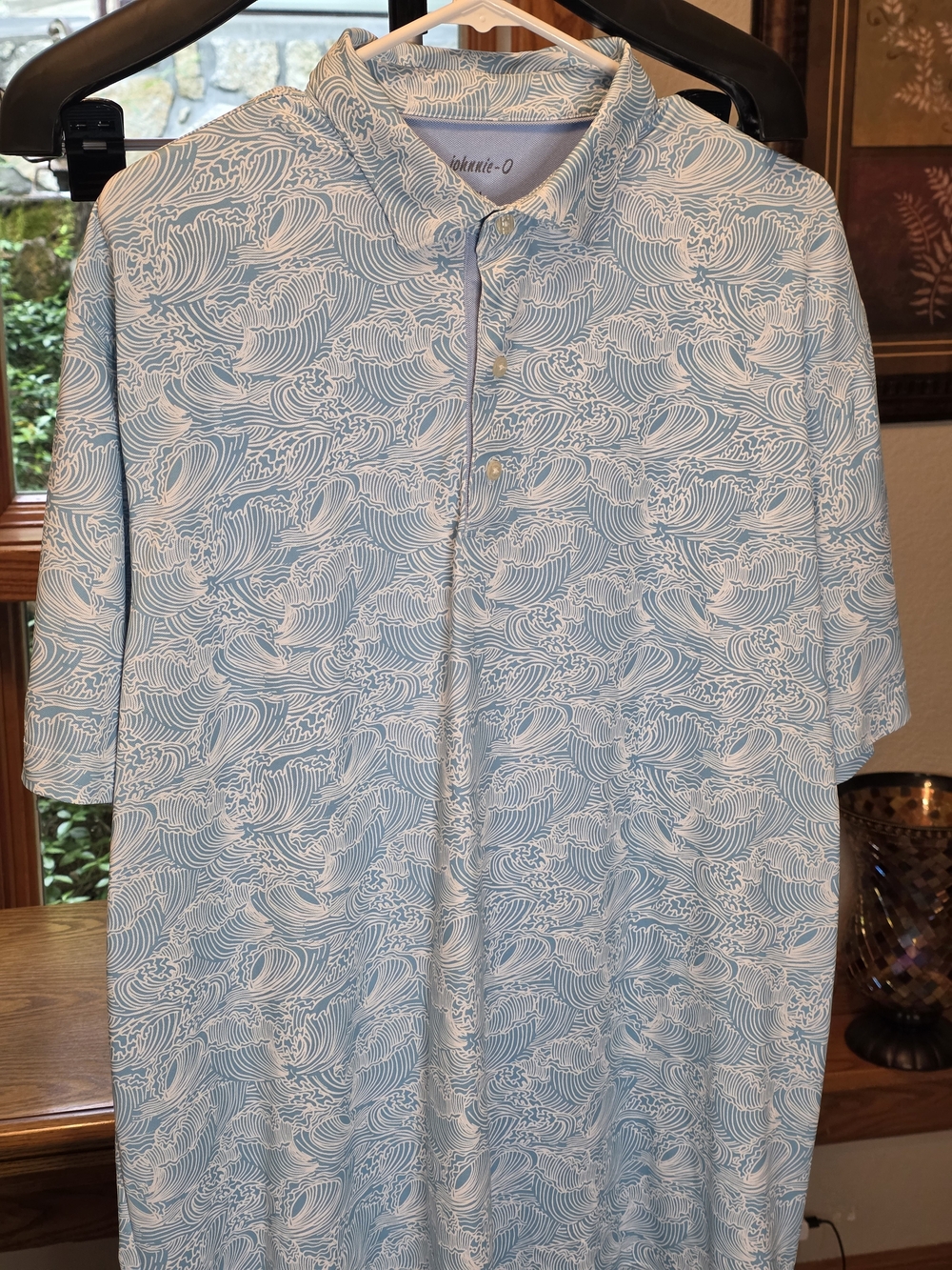 Johnnie-O Light Blue & White "Making Waves" Polo w/ Trent Hills National Logo XL